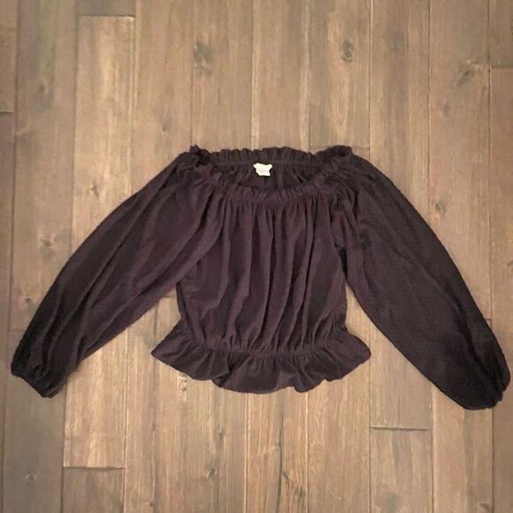 H&M Black Boho Off the Shoulder Long Sleeve Peasant Blouse L - Picture 1 of 5